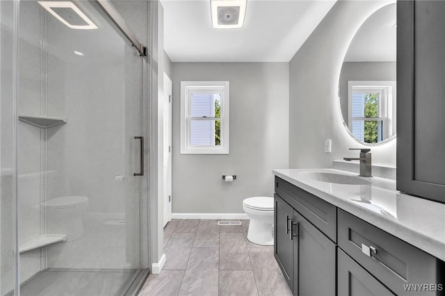 4584 Ridgeview Dr S, Pendleton, NY 14120 - full bathroom with vanity, plenty of natural light, marble finish floors, and a stall shower