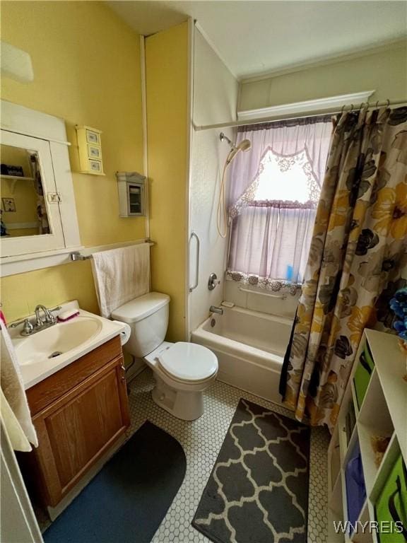 55 Harding Rd, Buffalo, NY 14220 - full bathroom featuring vanity, shower / bath combination with curtain, and tile patterned floors