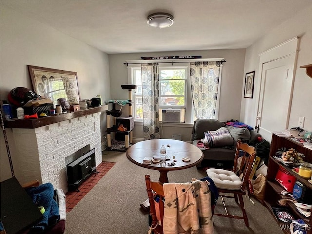 55 Harding Rd, Buffalo, NY 14220 - living area featuring cooling unit and a fireplace