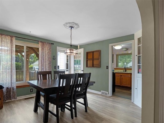 746 Dewitt Rd, Webster, NY 14580 - dining area with plenty of natural light, light wood finished floors, and arched walkways