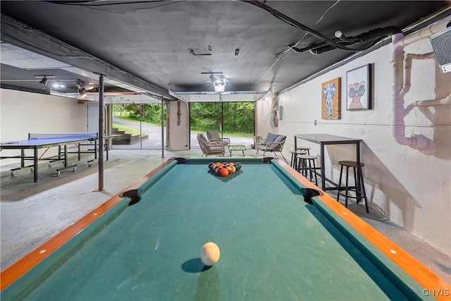 6139 Commane Rd, Lafayette, NY 13084 - game room featuring billiards and concrete flooring