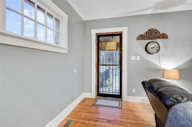 301 Arlington Ave Unit 3, Syracuse, NY 13207 - entryway featuring light wood finished floors, plenty of natural light, and ornamental molding