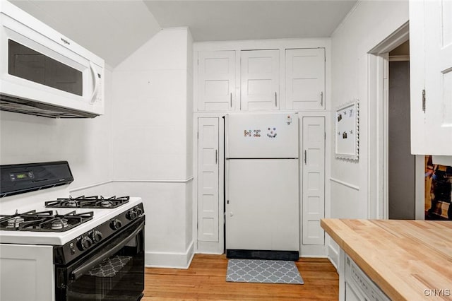 301 Arlington Ave Unit 3, Syracuse, NY 13207 - kitchen with white appliances, butcher block countertops, and light wood finished floors