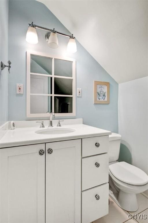 301 Arlington Ave Unit 3, Syracuse, NY 13207 - bathroom featuring lofted ceiling, vanity, and tile patterned flooring