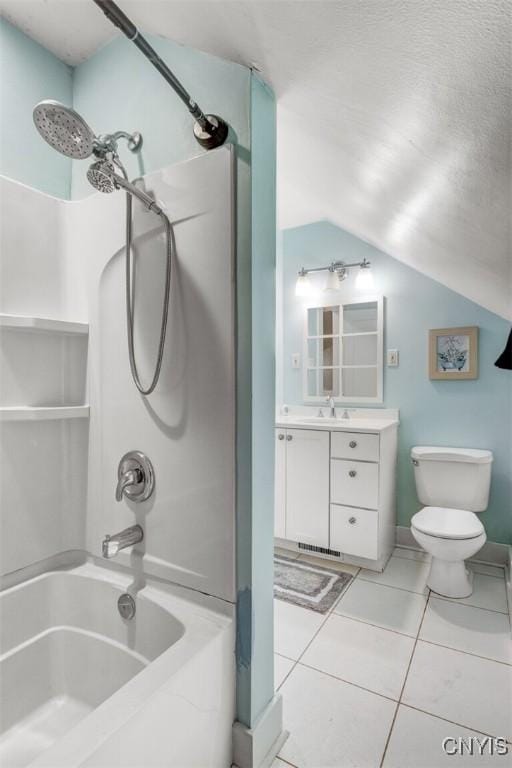 301 Arlington Ave Unit 3, Syracuse, NY 13207 - bathroom featuring lofted ceiling, vanity, tile patterned flooring, and shower / bath combination