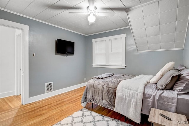 301 Arlington Ave Unit 3, Syracuse, NY 13207 - bedroom featuring crown molding, wood finished floors, and ceiling fan