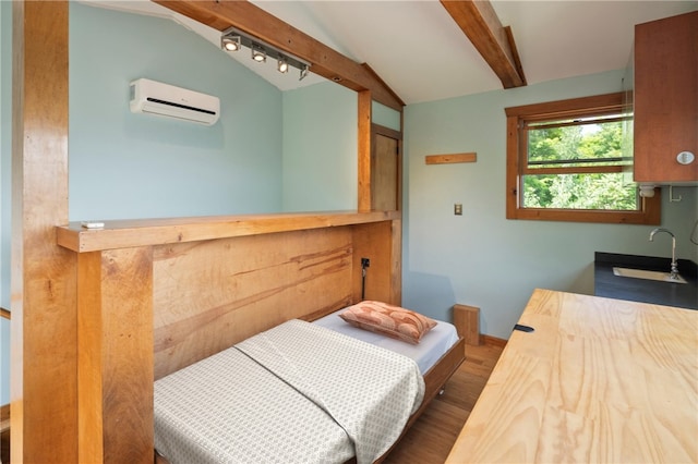 6094 State Route 21, South Bristol, NY 14512 - bedroom with a wall mounted air conditioner and wood finished floors