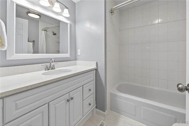 208 Single Dr, Clay, NY 13212 - bathroom featuring vanity, tile patterned flooring, and shower / tub combo