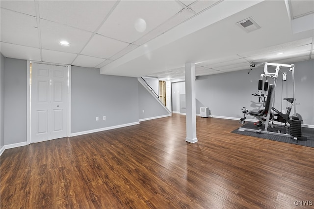 208 Single Dr, Clay, NY 13212 - workout area featuring a drop ceiling and wood finished floors
