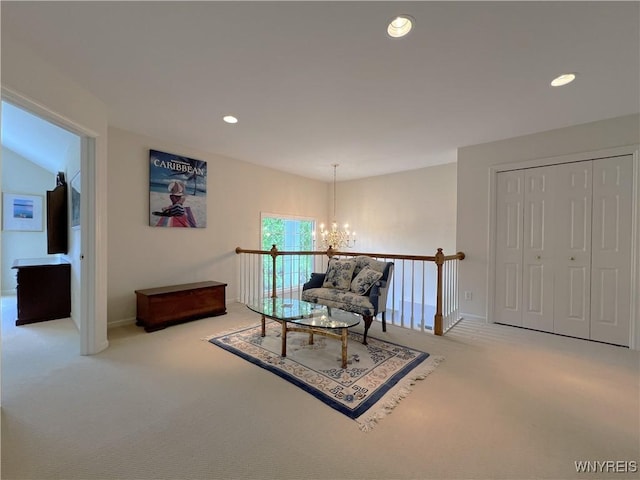 39 Wickendon Ct, Amherst, NY 14221 - sitting room featuring carpet flooring, a chandelier, and recessed lighting