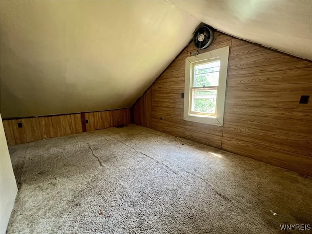 83 Andover Ave, Buffalo, NY 14215 - bonus room with wooden walls, lofted ceiling, and carpet