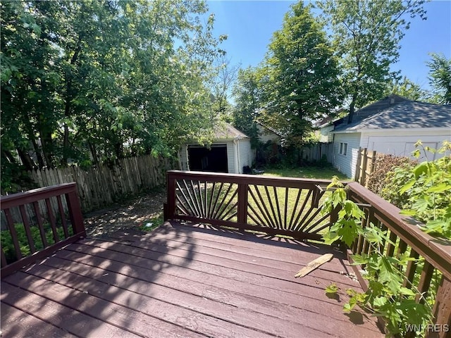 83 Andover Ave, Buffalo, NY 14215 - wooden deck featuring a fenced backyard and a shed