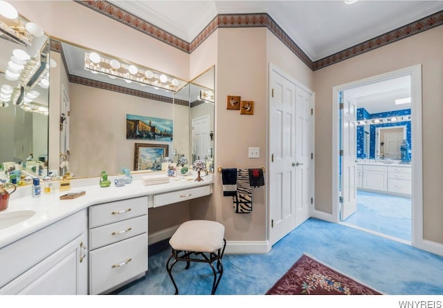 7 The Hamlet, Amherst, NY 14051 - bathroom featuring crown molding and vanity