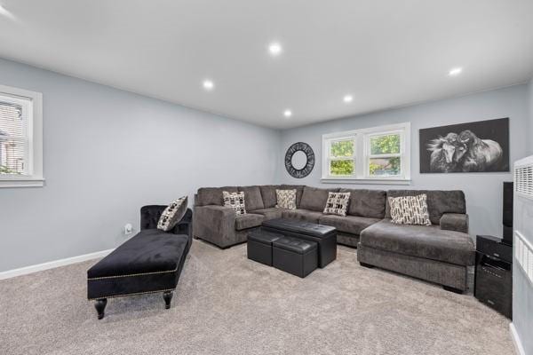 95 Ridgemar Rd, Greece, NY 14615 - carpeted living room with recessed lighting