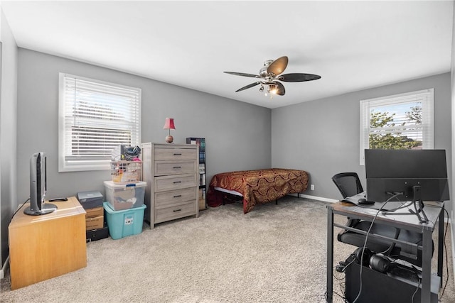 193 Orchard Creek Ln, Greece, NY 14612 - bedroom with carpet floors, an office area, and ceiling fan