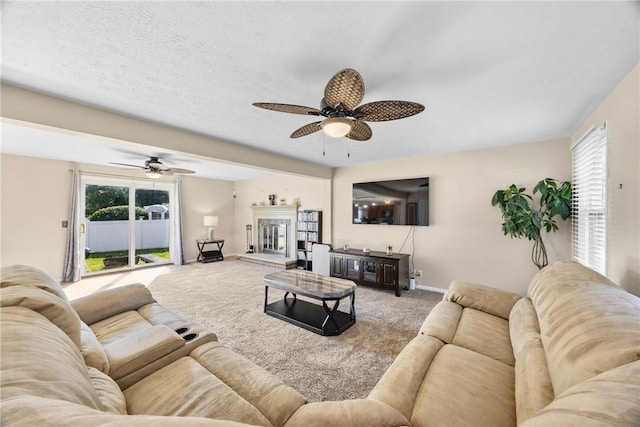 193 Orchard Creek Ln, Greece, NY 14612 - living room featuring carpet floors and a ceiling fan