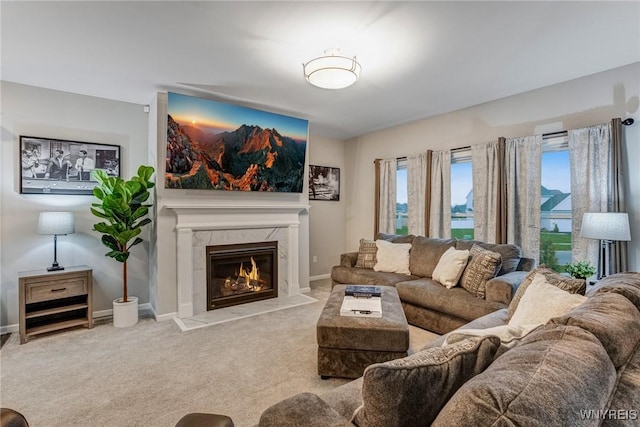 3398 Cedar Valley Way, Hamburg, NY 14075 - carpeted living area with a fireplace and baseboards