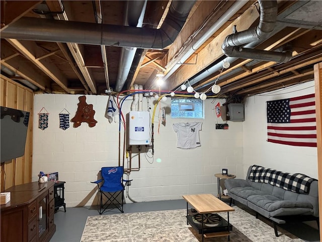 157 New Wickham Dr, Penfield, NY 14526 - below grade area with electric panel and concrete block wall
