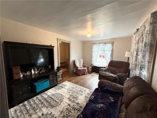 8 Church St, Waterloo, NY 13165 - living area featuring wood finished floors and baseboard heating