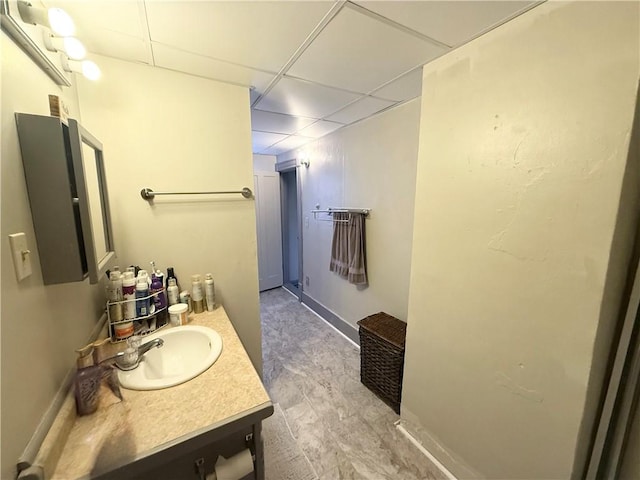 8 Church St, Waterloo, NY 13165 - bathroom featuring a drop ceiling and vanity