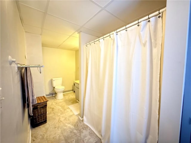 8 Church St, Waterloo, NY 13165 - bathroom featuring a drop ceiling and curtained shower