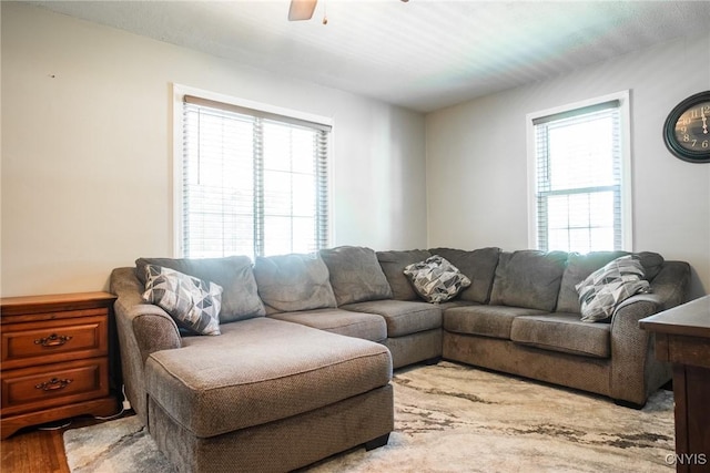 123 Branch St, Deerfield, NY 13502 - living area featuring ceiling fan and wood finished floors