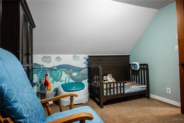 123 Branch St, Deerfield, NY 13502 - carpeted bedroom featuring vaulted ceiling and baseboards