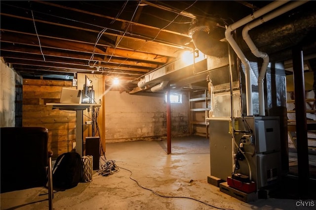 123 Branch St, Deerfield, NY 13502 - unfinished basement featuring heating unit