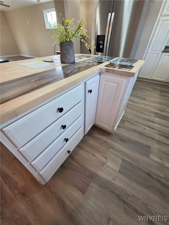 24 Wenonah, Tonawanda, NY 14150 - detailed view of wood finished floors and stainless steel fridge with ice dispenser