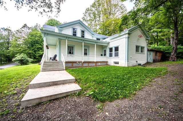 345 Dorr Edson Rd, Milford, NY 13820 - view of front of home featuring covered porch and a front yard
