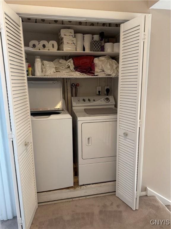 601 Woburn Dr, Camillus, NY 13031 - washroom featuring washer and dryer and light colored carpet