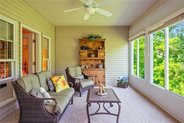 1100 Yorkshire Way, Victor, NY 14564 - sunroom featuring healthy amount of natural light, ceiling fan, and outdoor lounge area