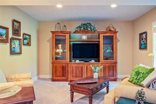 1100 Yorkshire Way, Victor, NY 14564 - living room featuring light colored carpet and recessed lighting