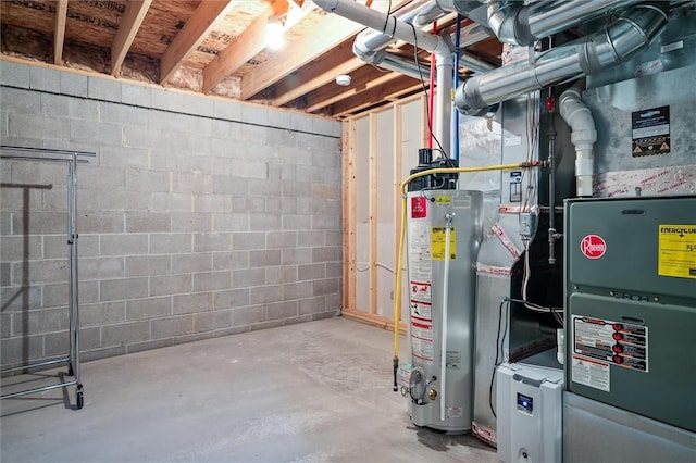 1100 Yorkshire Way, Victor, NY 14564 - unfinished basement featuring gas water heater and heating unit