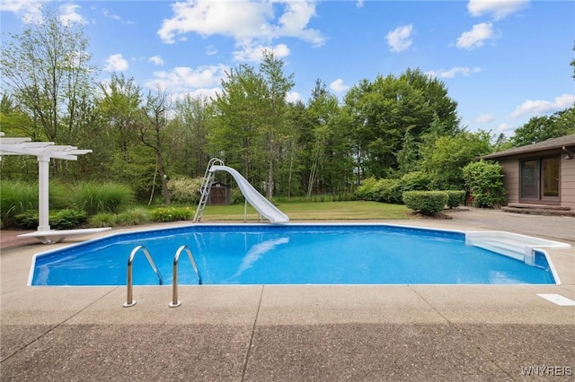 1575 Overhead Rd, Evans, NY 14047 - swimming pool featuring a water slide and a diving board