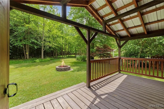1575 Overhead Rd, Evans, NY 14047 - deck with a fire pit and a yard