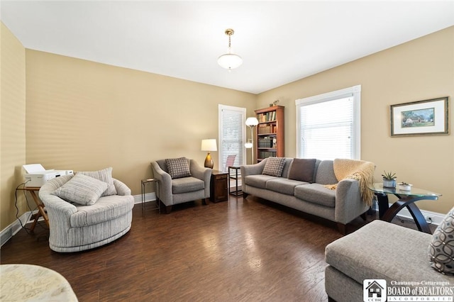 49 Day St, Pomfret, NY 14063 - living room with dark wood finished floors and baseboards