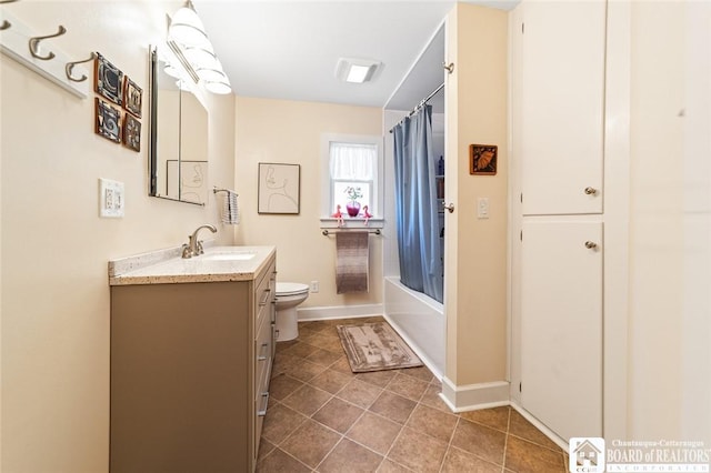 49 Day St, Pomfret, NY 14063 - bathroom featuring vanity, tile patterned flooring, and shower / bath combo