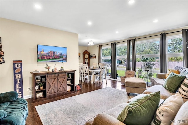 2051 Parker Blvd, Tonawanda, NY 14150 - living room featuring wood finished floors and recessed lighting