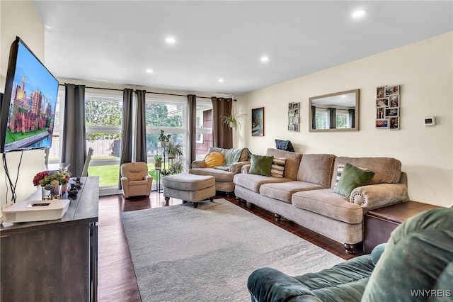 2051 Parker Blvd, Tonawanda, NY 14150 - living area with dark wood-style floors and recessed lighting