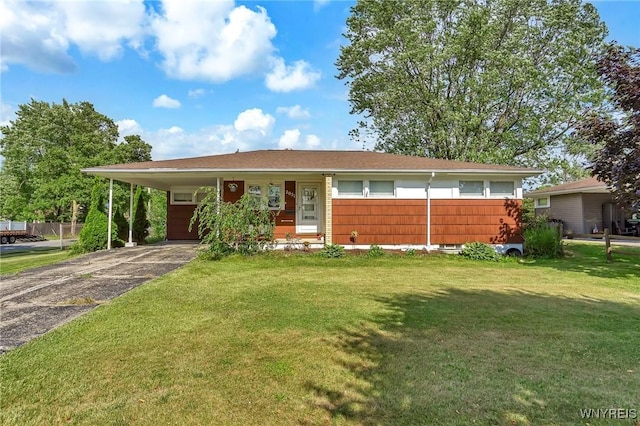 2051 Parker Blvd, Tonawanda, NY 14150 - single story home with a front lawn, concrete driveway, and an attached carport