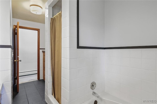 722 College Ter, Niagara Falls, NY 14305 - full bath with baseboard heating, tile patterned flooring, and a wainscoted wall