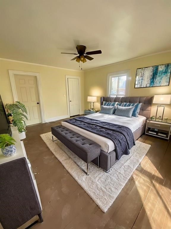 8 Ithaca St, Barton, NY 14892 - bedroom with crown molding and a ceiling fan