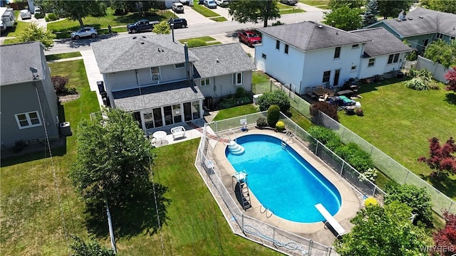 80 Jeffrey Dr, Amherst, NY 14228 - view of pool featuring a fenced backyard, a residential view, and a diving board