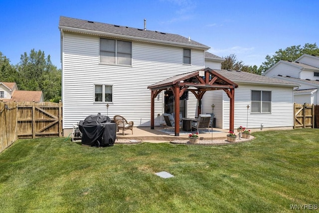 86 Hitching Post Ln, Amherst, NY 14228 - rear view of house featuring a gazebo, a patio area, a fenced backyard, and a gate