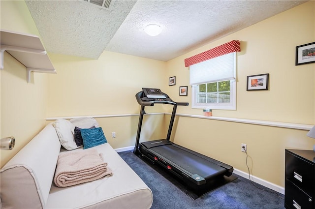 22 Red Leaf Dr, Chili, NY 14624 - workout area featuring a textured ceiling and carpet