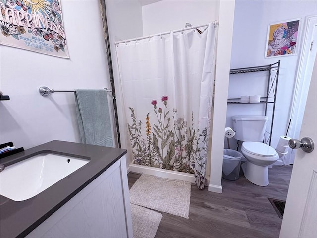 7 E St, Oneonta, NY 13820 - bathroom with wood finished floors, vanity, and a shower with curtain