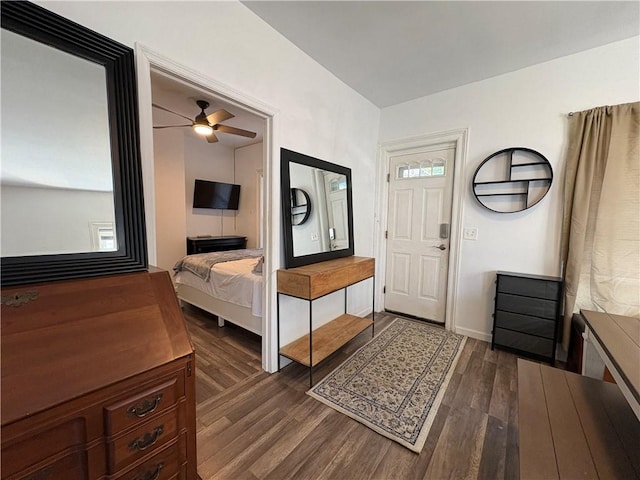 7 E St, Oneonta, NY 13820 - entrance foyer with dark wood-type flooring, ceiling fan, and healthy amount of natural light