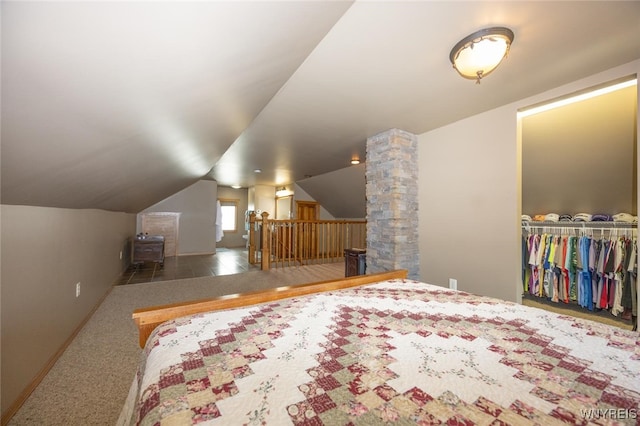 368 Cayuga Creek Rd, Cheektowaga, NY 14227 - carpeted bedroom featuring a closet and vaulted ceiling