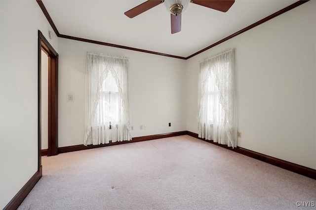 51 State St, Vernon, NY 13421 - carpeted spare room with crown molding and a ceiling fan